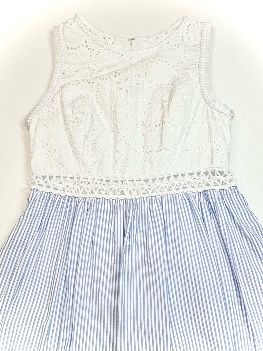 Lilly Pulitzer Seersucker Stripe Eyelet Fit & Flare Dress Size 2 - Picture 4 of 16